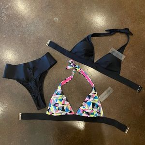 Bikini Tops and black bottoms from Forever Young Las Vegas